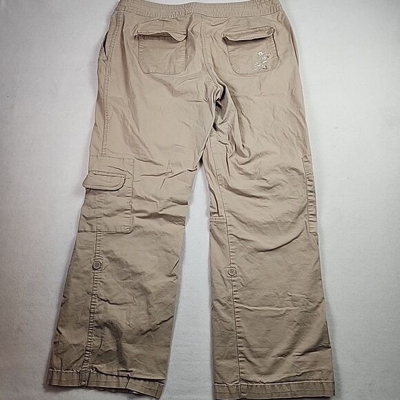 Style & Co Womens 14 Khaki Embroidered Roll Tab Hem Capri Pant Capri Drawstring - Picture 9 of 12